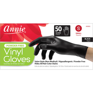 Annie Black Powder Free Vinyl Gloves (Small)