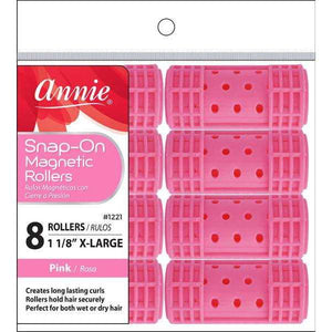 Annie Snap-On Magnetic Rollers Size XL 8Ct Pink